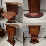 Dutch boat bar solid oak and red copper 1940 1950 art deco