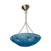 Chandelier art deco suspension in glass signed degué
