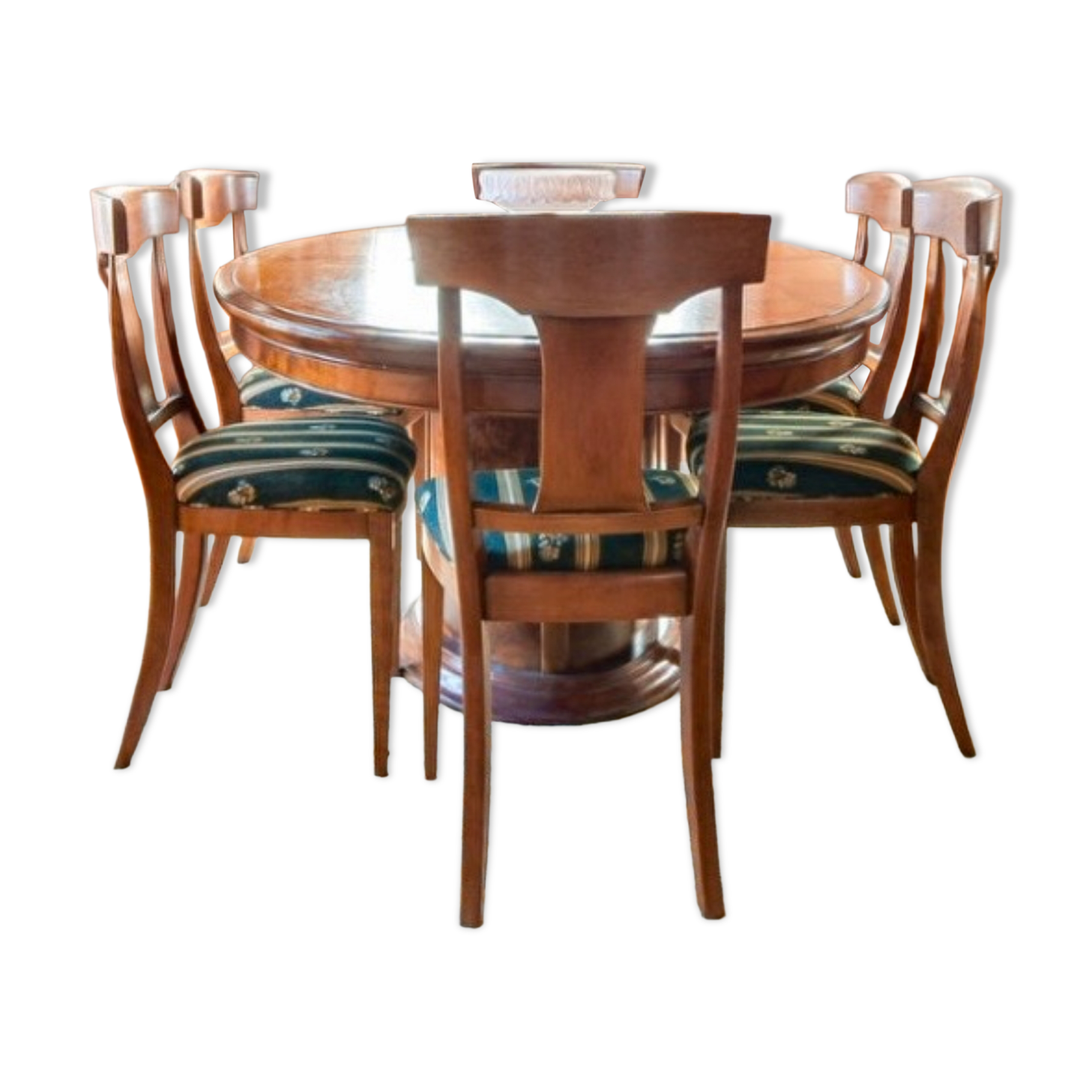 Table en bois Christian Robert + 6 chaises + rallonge
