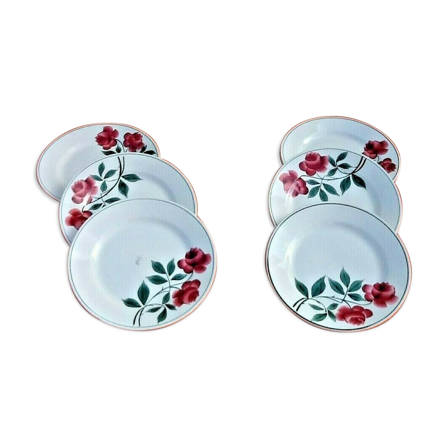 Suite of 6 plates 40s and 50s Faïence H.B.C (Hyppolite, Boulenger, Creil)