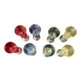 Antique coloured and engraved liquor glasses