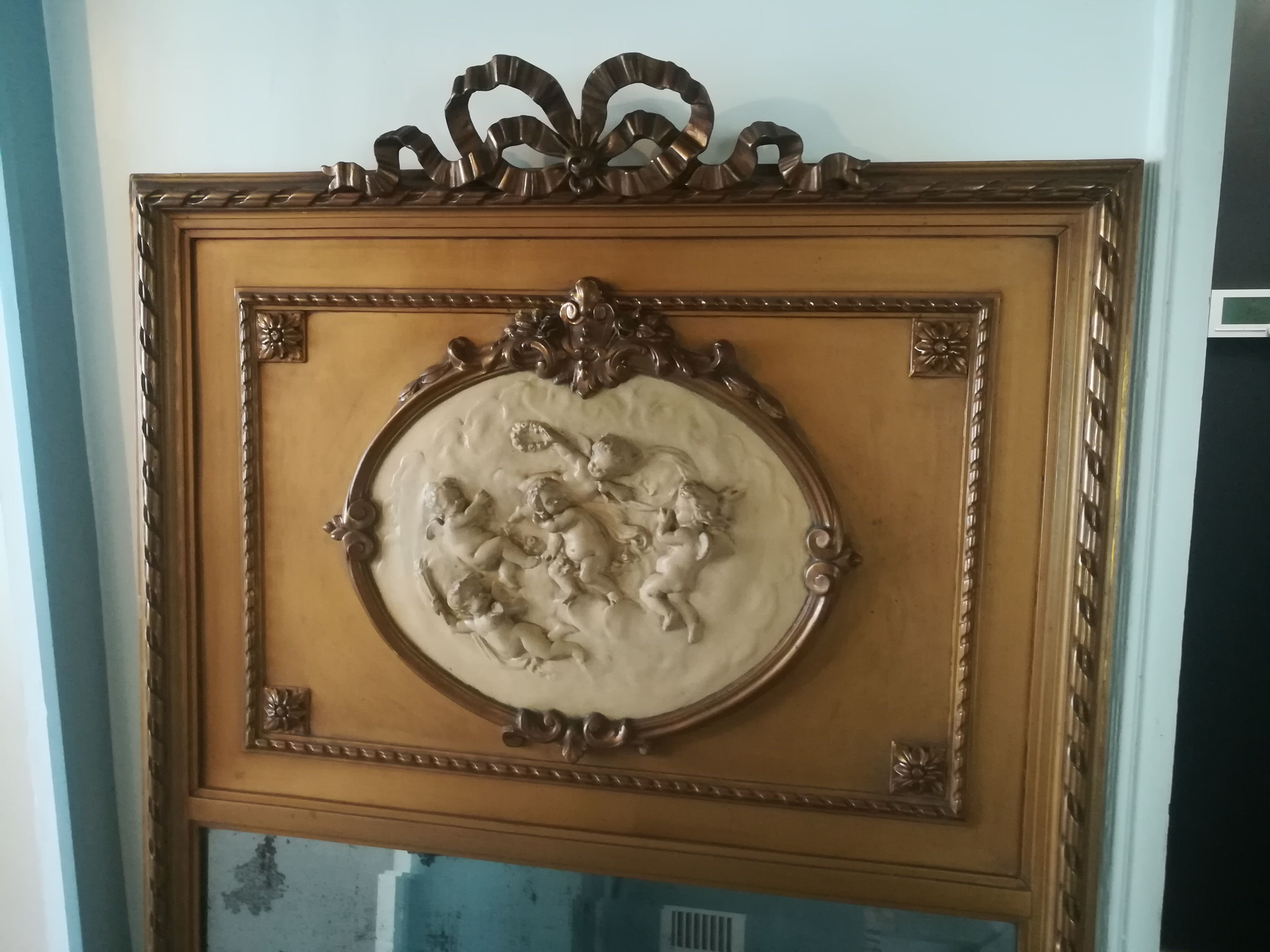 Louis XVI style mirror trumeau with angels 89x172cm