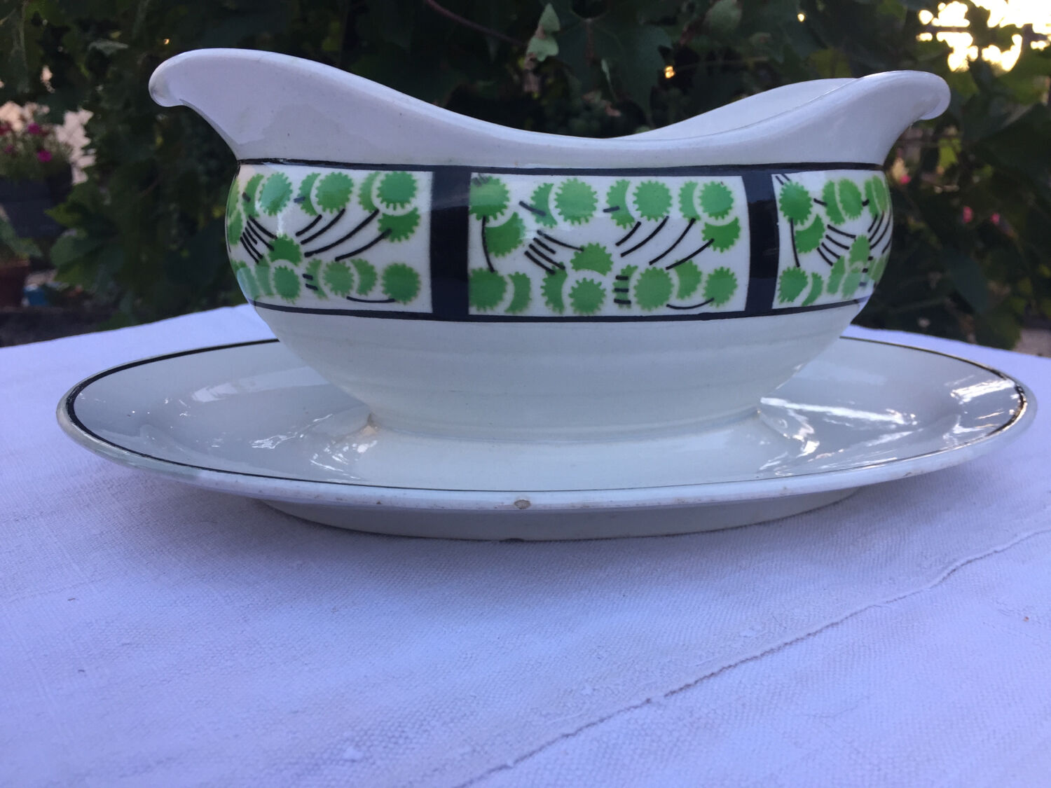 Old sauce boat made in France Digoin Sarreguemines