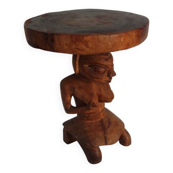 Tabouret en bois sculpté Luba vintage