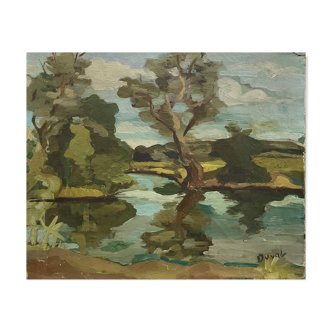 Undergrowth landscape signed Duval XXe
