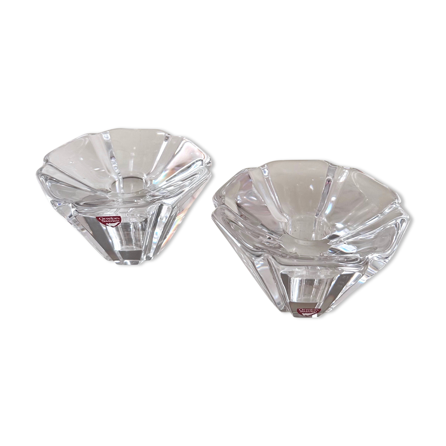 Orrefors Orion candle holder, glass candle holder, scandinavian design