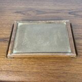 Small wooden tray and mirror, 1930-60, rounded handle