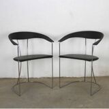 2 chaises en cuir et chrome italiennes