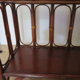Vintage bookcase-5-level shelf-wood, bamboo and rattan-bentwood style-80s
