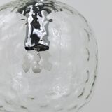 Grande lampe suspension globe en verre à bulles Limburg & chrome, Allemagne, années 1970