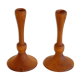 Pair of vintage teak candle holders 1960