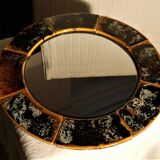 Old vintage round ceramic mirror