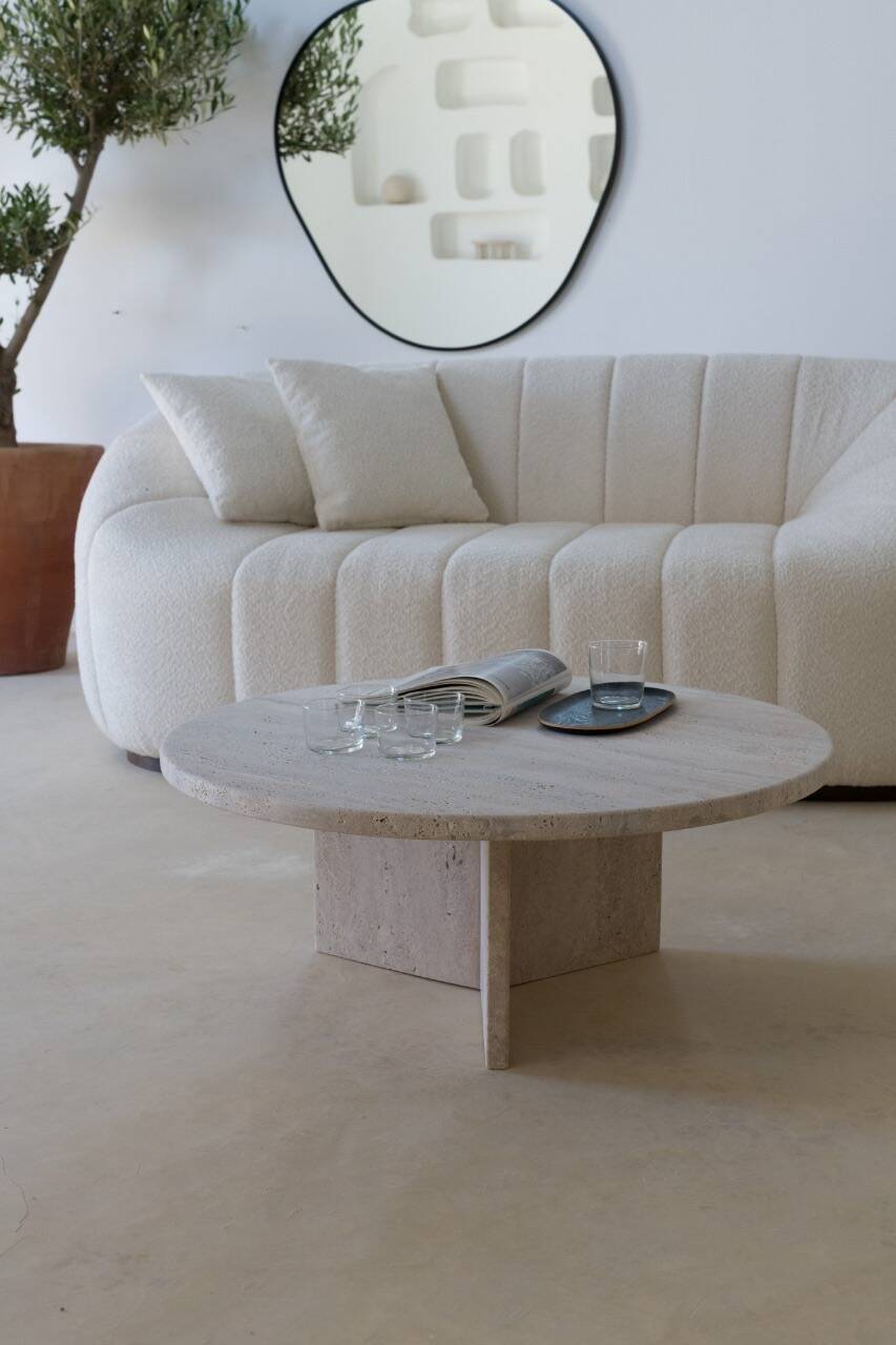 Table basse circulaire Thaly - Travertin Naturel