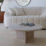 Thaly Circular Coffee Table - Natural Travertine
