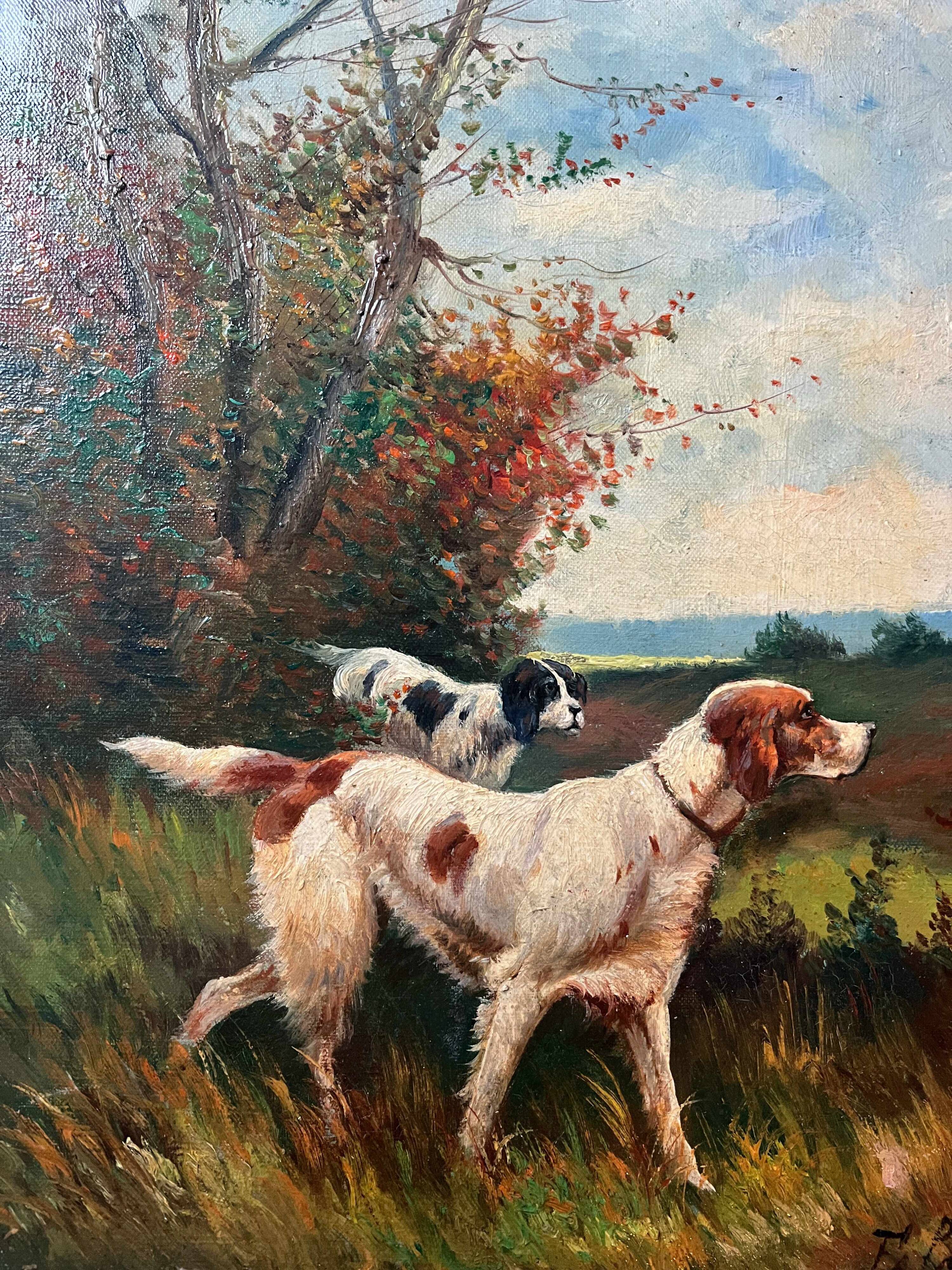 HST painting Marcel Falcinelli (1900-1980) "Dog on the lookout" + frame