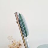 Old chrome metal and blue velvet chair