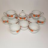 11 cups coffee and sugar pot décor lotus orange 70s