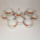 11 cups coffee and sugar pot décor lotus orange 70s