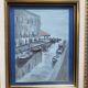 Venice Painting – Oil on old cardboard signed G. Brighenti – Frame