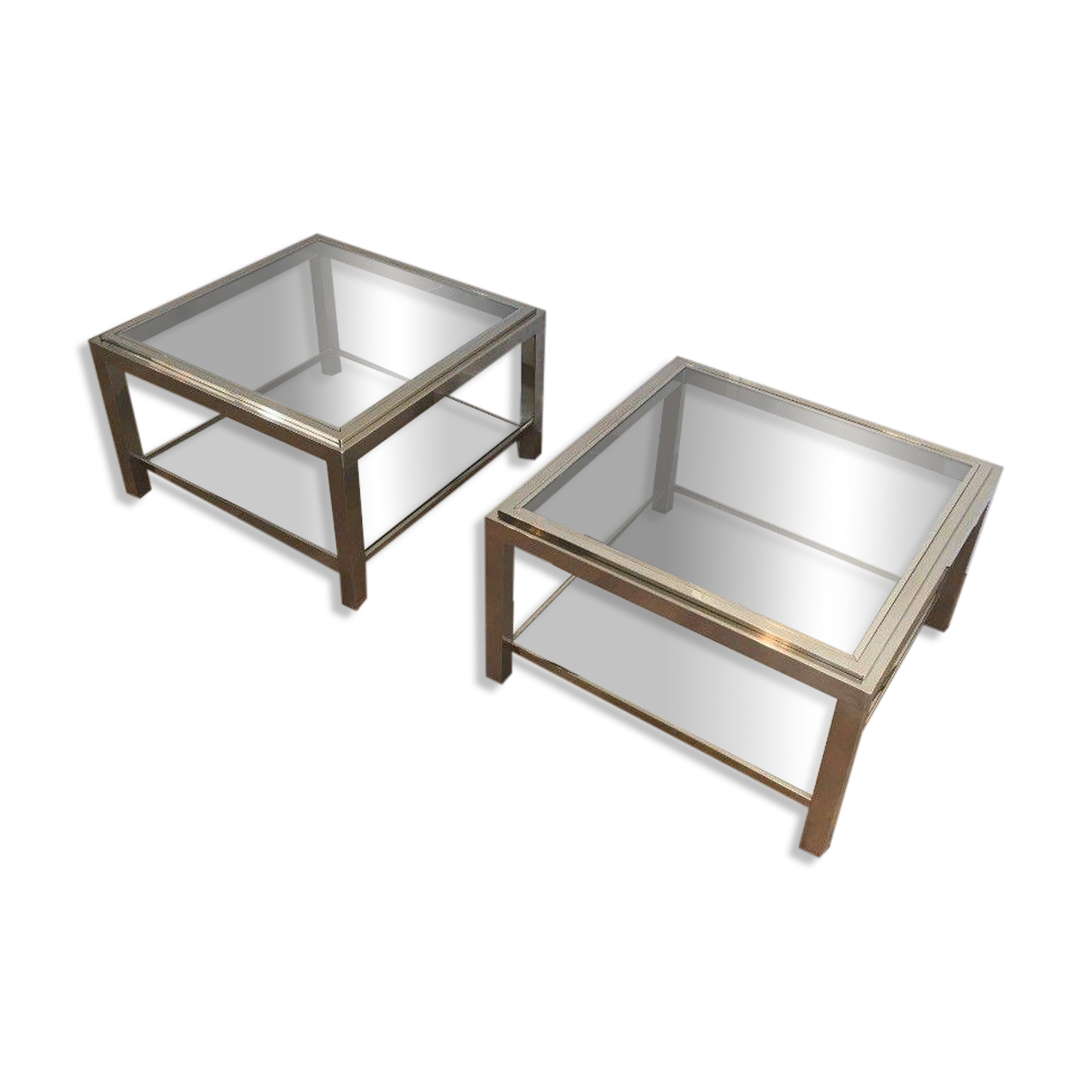 Pair of large chrome side tables