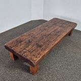 Table basse brutaliste en chêne, France années 1950