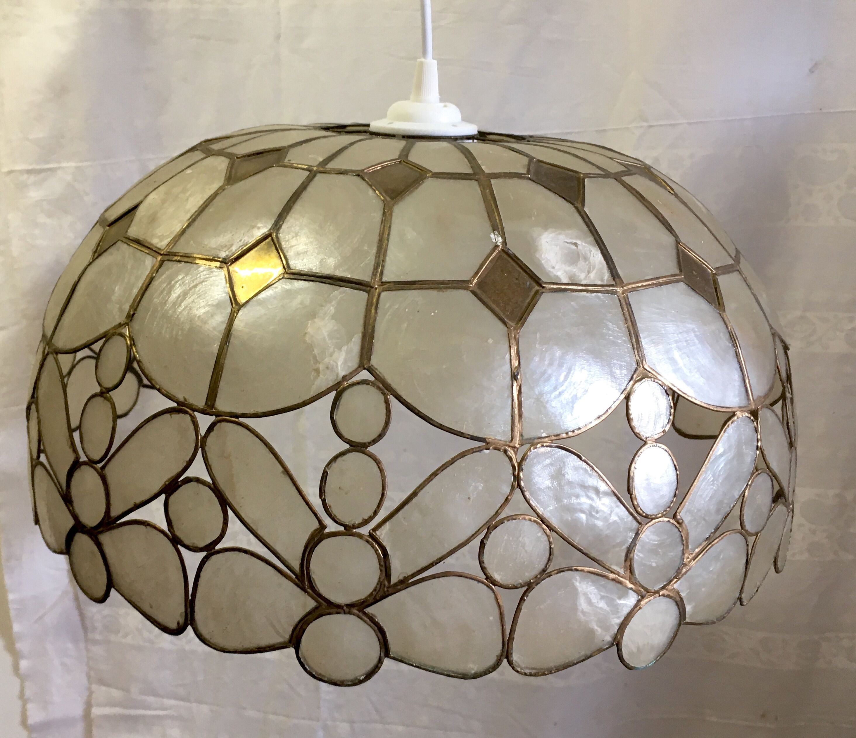 Mother-of-pearl and brass hanging lamp 1960s