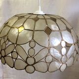 Mother-of-pearl and brass hanging lamp 1960s