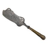 Large Art Nouveau serving shovel in white metal and gilded brass 30 cm