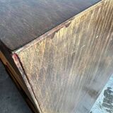 Vintage wooden compartment cabinet with rolling shutter