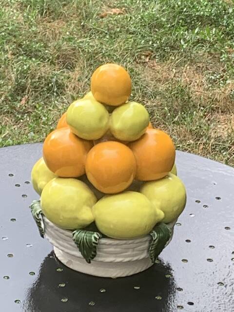 Vintage ceramic barbotine citrus fruit centrepiece