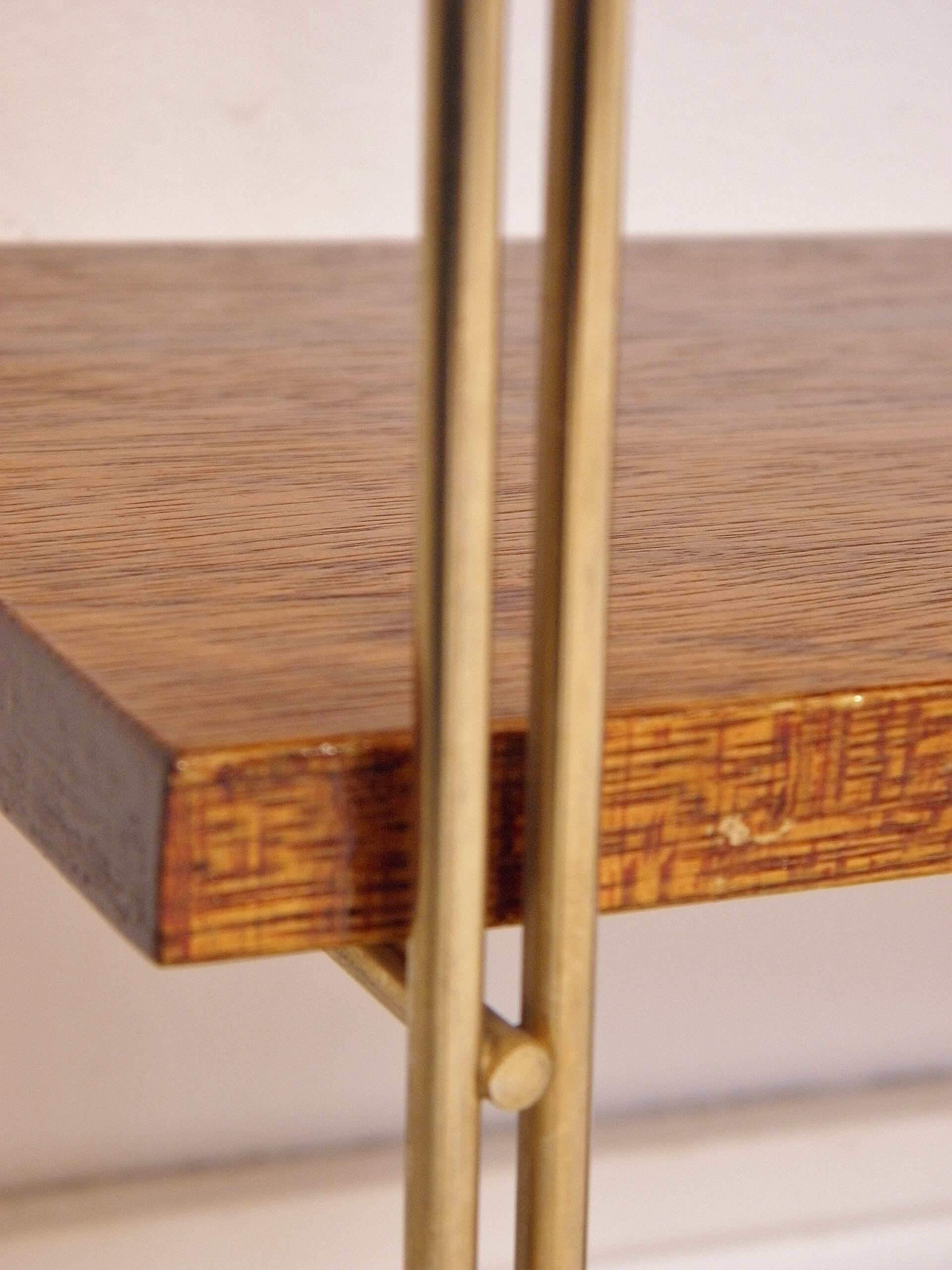 Vintage brass and mahogany shelves 1960