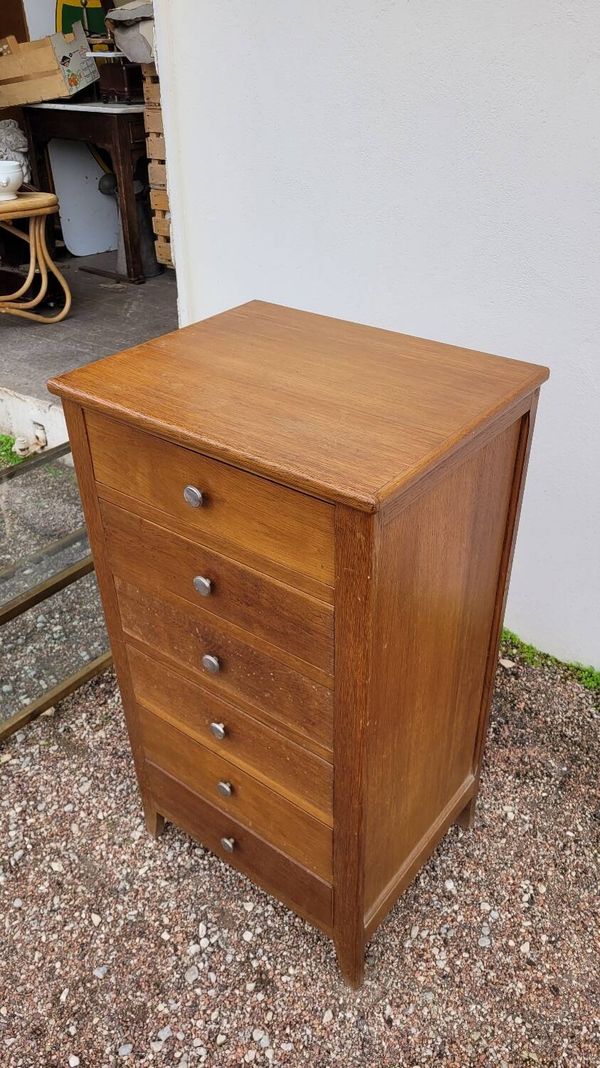 Commode meuble à tiroirs pied compas vintage- 1950s