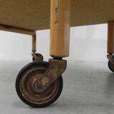 Bamboo serving trolley on castors