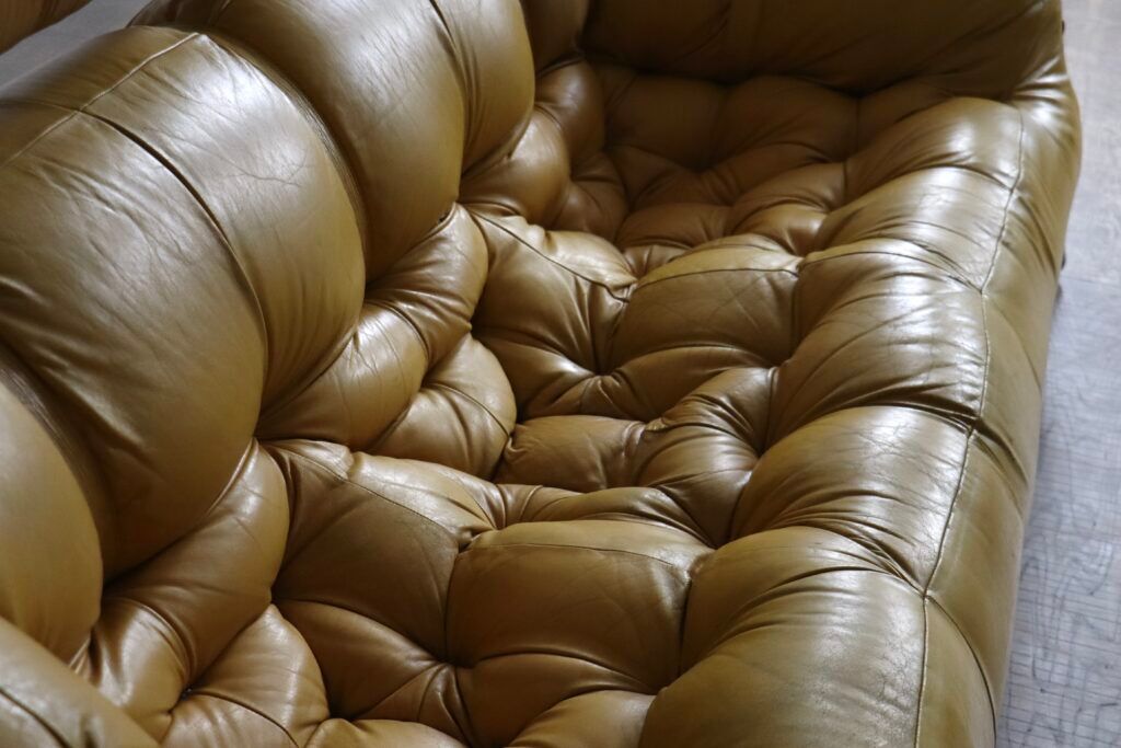 Percival Lafer MP-81 three seater sofa in yellow leather, Brazil 1970s