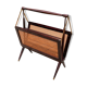 Folding magazine holder wood and caning by Cesare Lacca, made in Italy