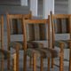 Danish Mid-Century Modern style, set of 8 dining chairs in oak and wool, 1960s.