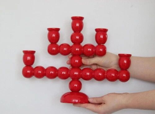 Swedish Mid Century Five-Arm Bobbin Candle Holder