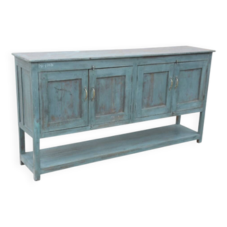 Buffet bas en teck laqué bleu