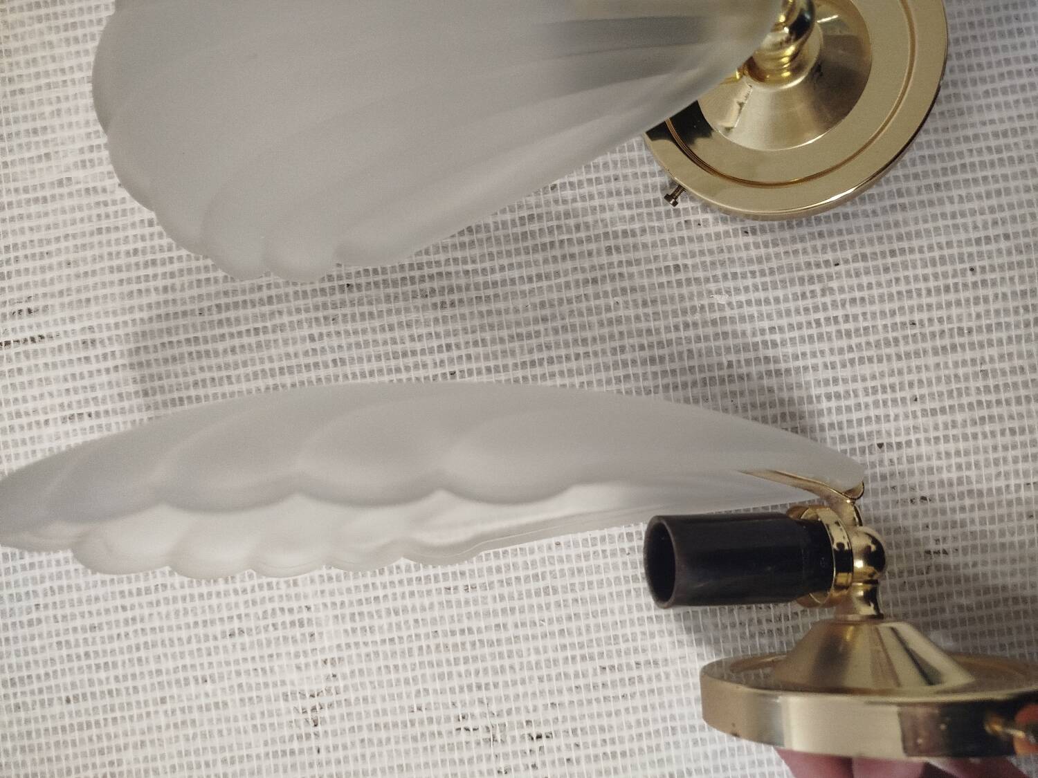Pair of wall sconces shell lamps Art Deco frosted glass