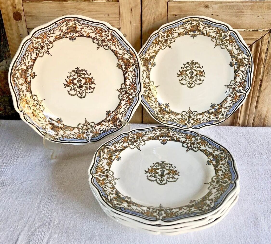 6 flat plates Gien Dionysos the children at the press 1938 1960