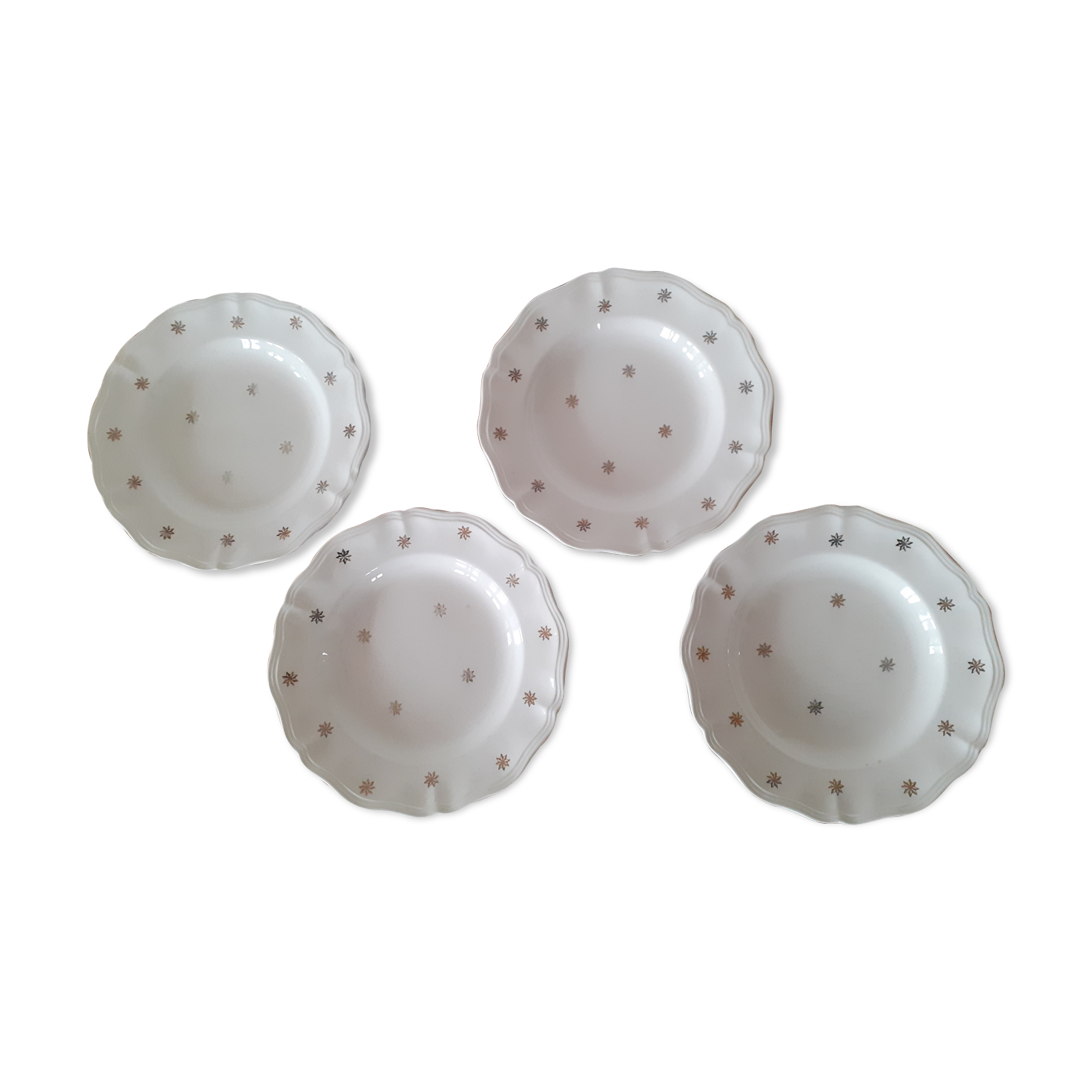 Set of 4 plates Sarreguemines golden stars
