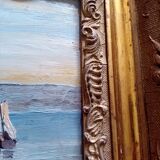 Oil on panel signed ED Géliot - 23 x 33 cm - boat in Brittany