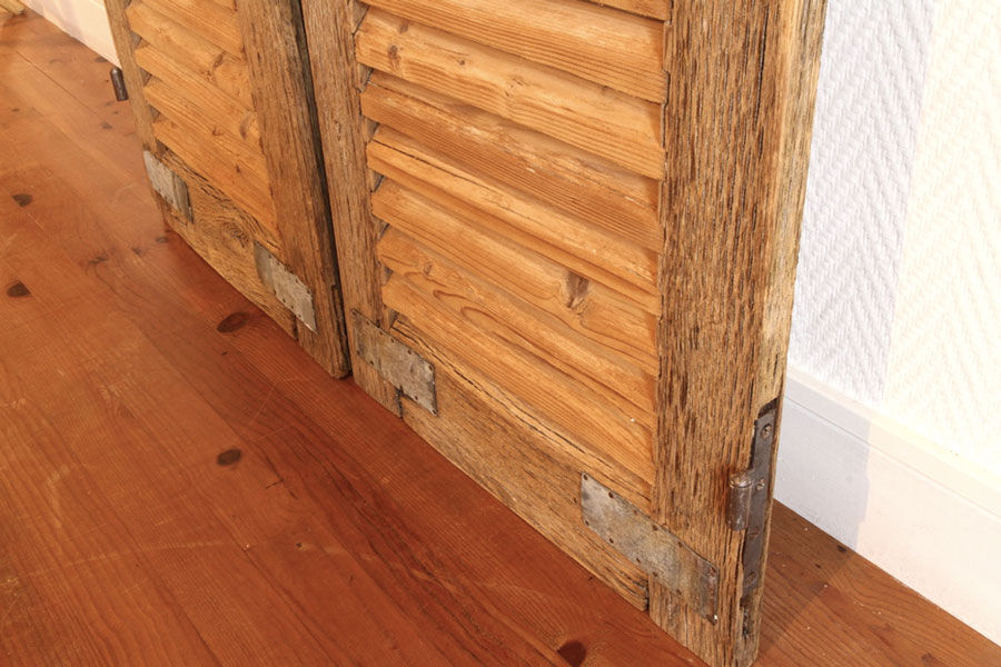 Pair of pickled wooden shutters