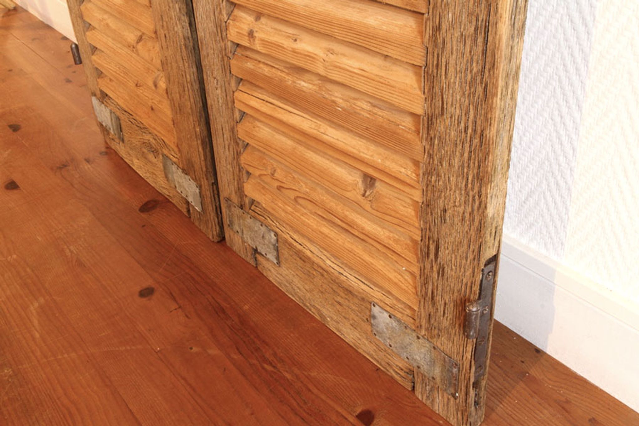 Pair of pickled wooden shutters