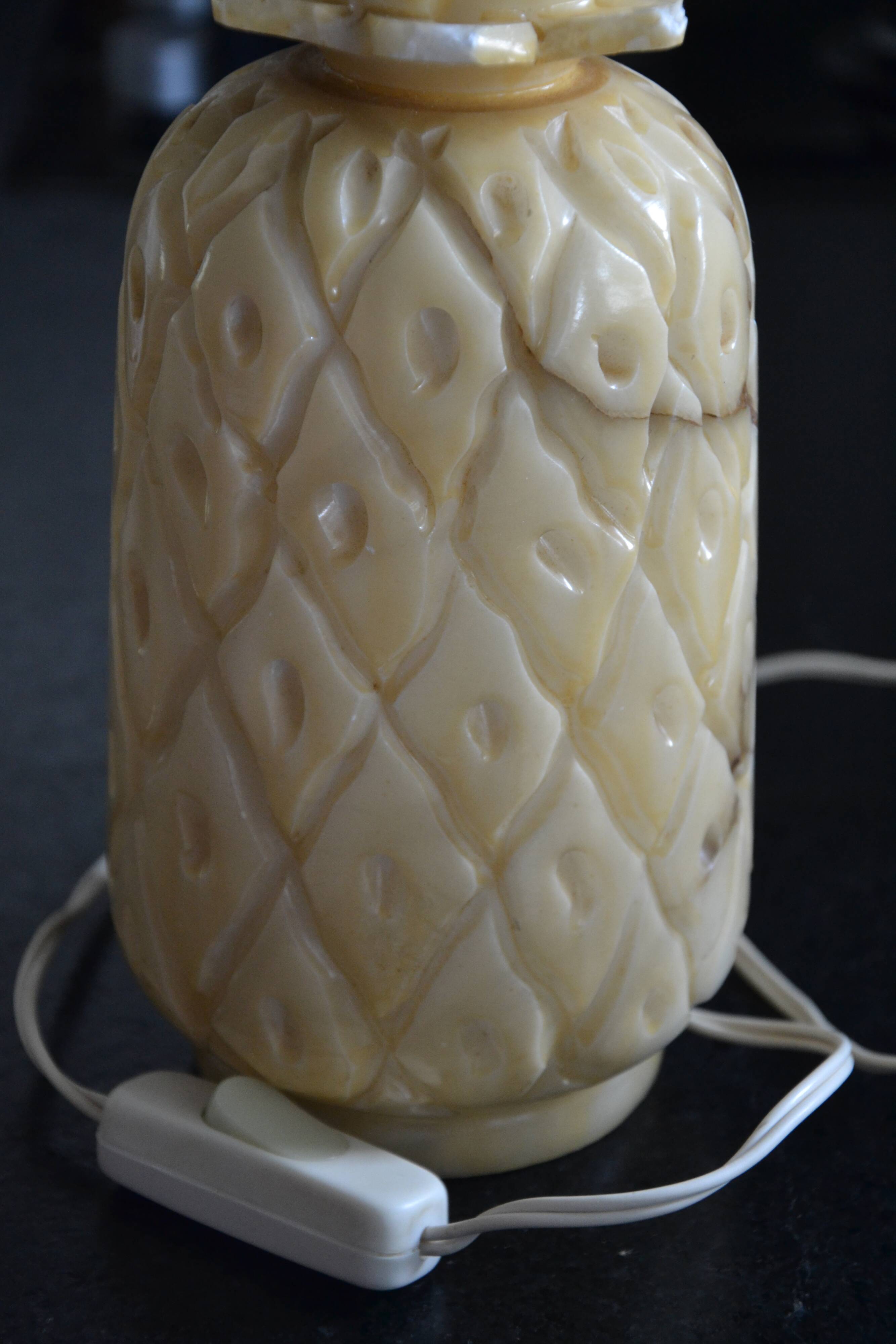Vintage alabaster pineapple lamp base