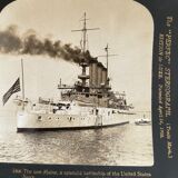 Old photograph stereo, stereograph, luxury albumine 1903 U.S. Navy battleship