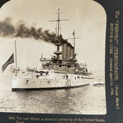 Old photograph stereo, stereograph, luxury albumine 1903 U.S. Navy battleship
