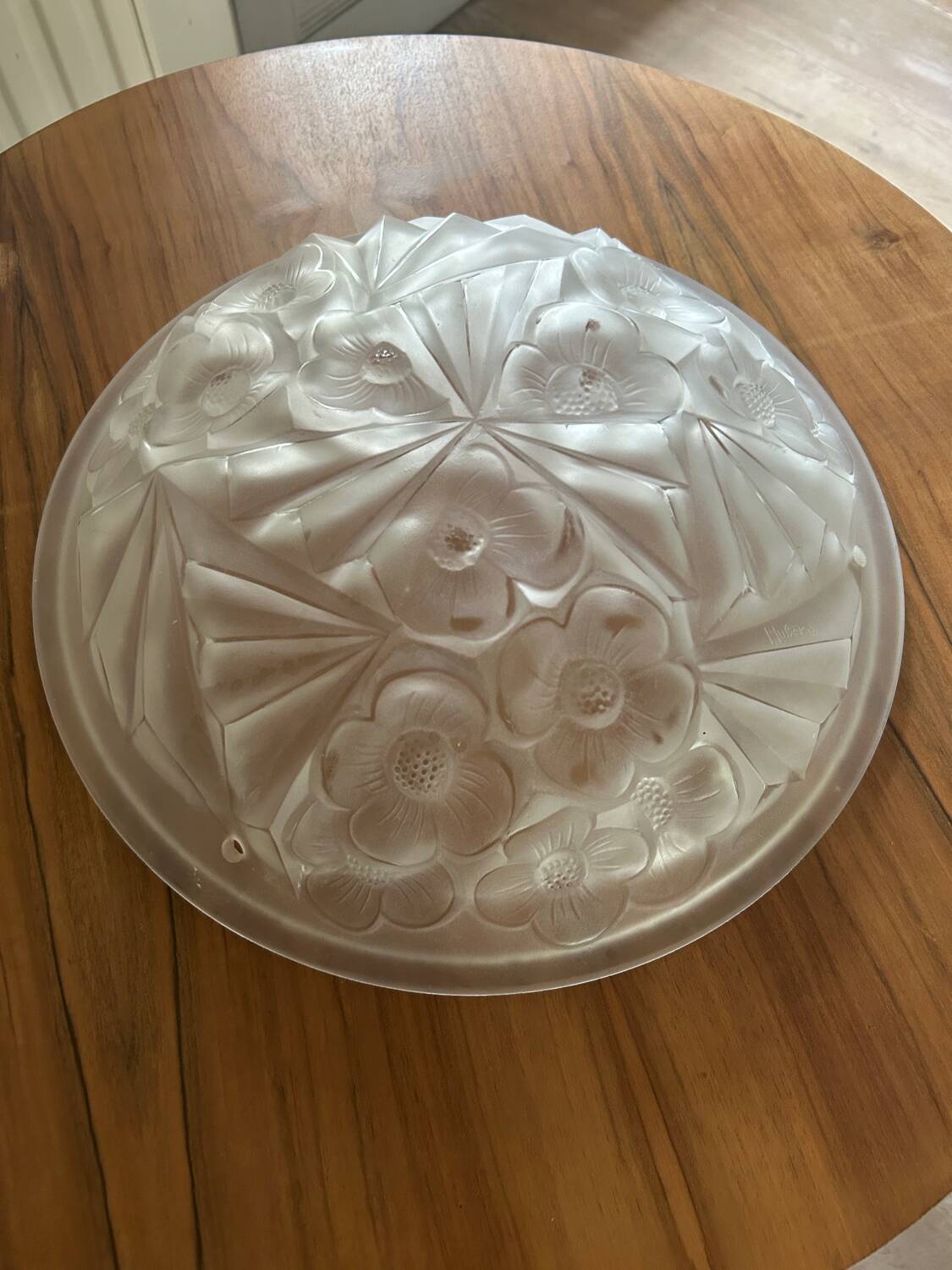 Lustre coupole art deco signé degué et hubens