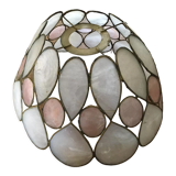 Lampshade in pink and grey iridescent mother-of-pearl