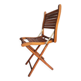Chaise ancienne pliante 2 positions en bois latté